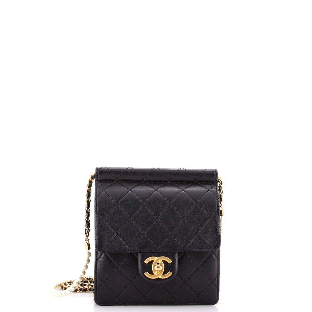 Chanel Small Pearl Chain Flap Bag Quilted Lambskin